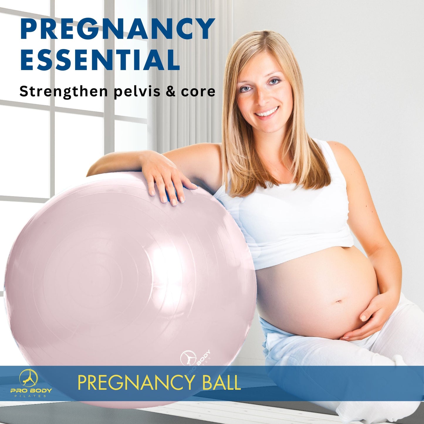 Pregnancy Ball for Maternity, Labor and Birth.  Includes Pregnancy Guide.  (Rose)