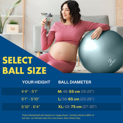 Pregnancy Ball for Maternity, Labor and Birth.  Includes Pregnancy Guide.  (Rose)