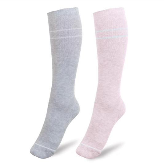 Postpartum Compression Socks Two-Pack (Pink & Grey Heather)