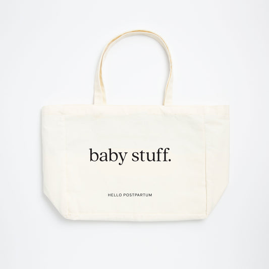 'Baby Stuff' Oversized Canvas Tote w/ Pockets